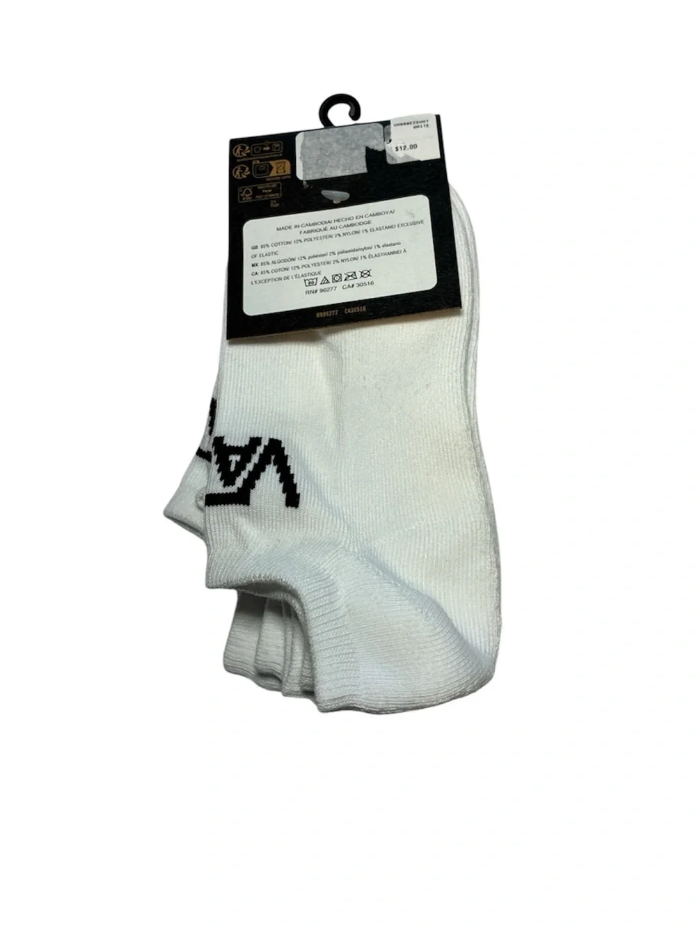 Vans White Low-Cut Athletic Socks - 6 Pack kids shoe size 1-6 new